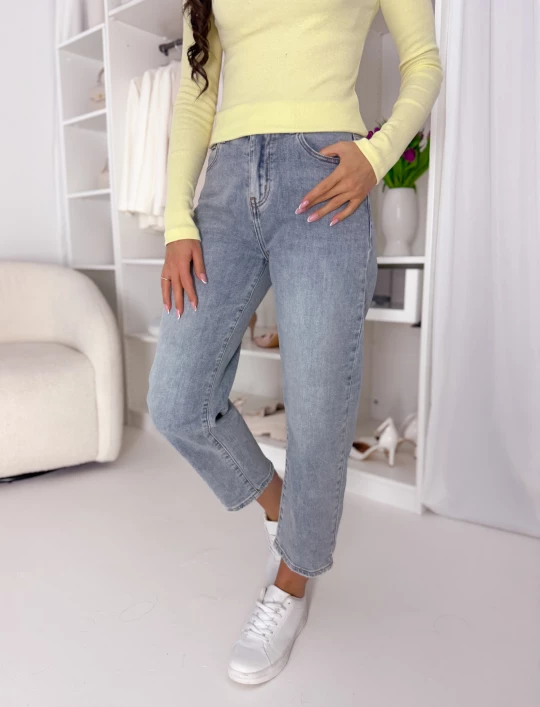 Spodnie dżinsowe typu Mom Fit blue denim Aura
