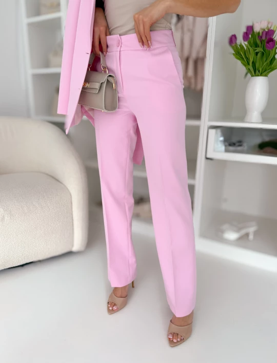 Spodnie Lavito by Glamour proste pudrowe