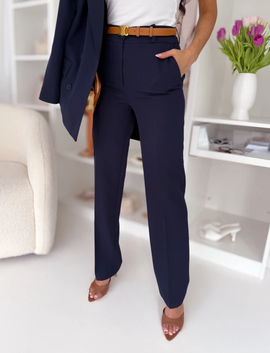 Spodnie Lavito by Glamour proste granatowe